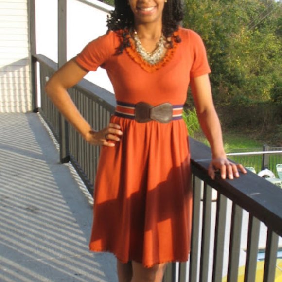 ANTHRO Isabella Sinclair Jacinth Sweater Dress Dark Orange Ruffles - Picture 4 of 13